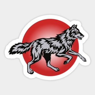 Flame Wolf Running Sticker